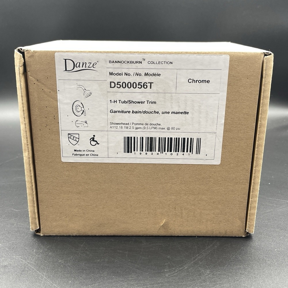 Danze Bannockburn D500056T Chrome 1 Handle Tub Shower Trim Kit New Open‎ Box